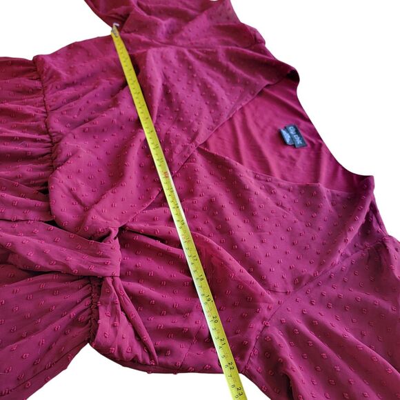 City Chic Womens Tiered Mini Cocktail Faux Wrap Dress Plus 16 S Red Burgundy - Picture 6 of 11